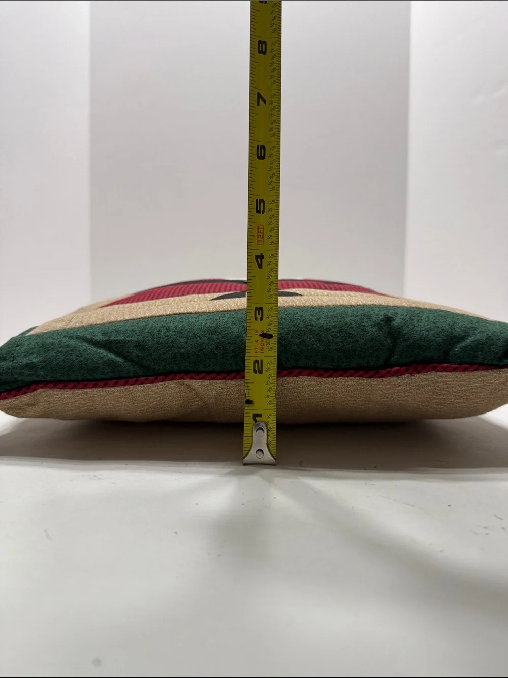 Festive Santa Patchwork Holiday Pillow - Green & Red